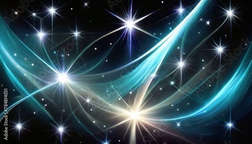 A black background with sparkling stars, illuminated by blue-white plasma light.