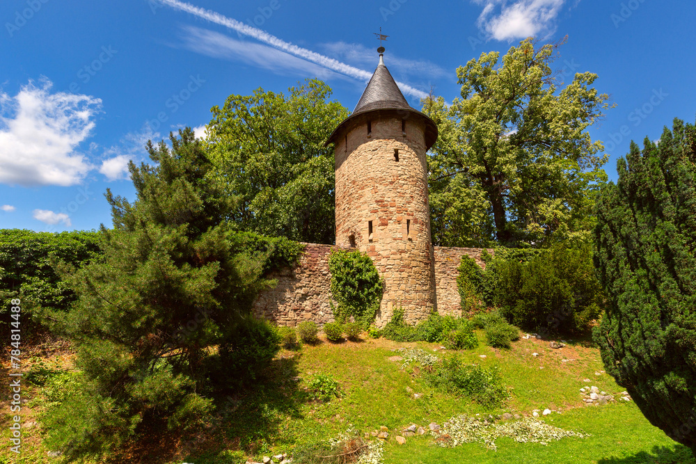 Medieval city wall tower Stadtmauerturm in Wernigerode, Saxony-Anhalt, Germany