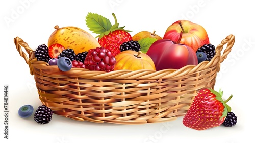Wicker basket Wicker basket with fruits and berries. Vector illustrationwith fruits and berries. Vector illustration © Ziyan Yang