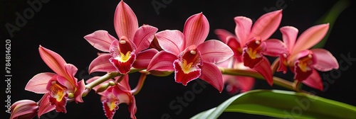 photo of bright pink orchids blossoming in the spring