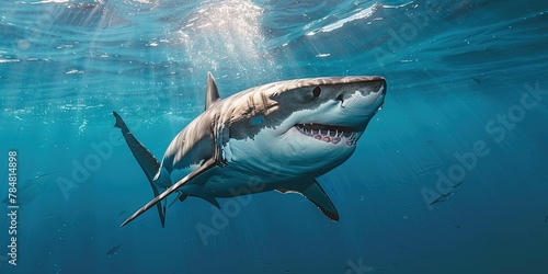 photo of shark stalking prey in the ocean