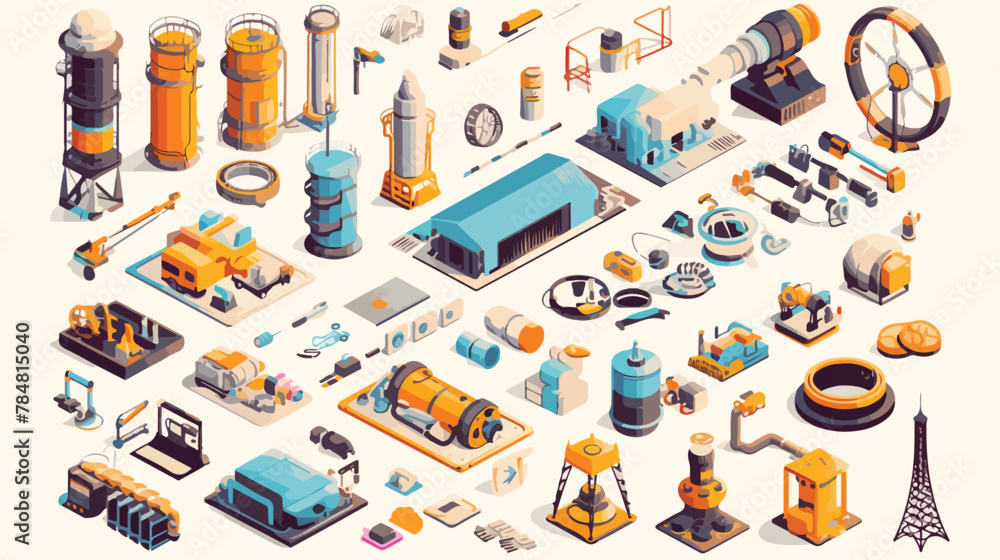 Vector image 3d industry icons with white background