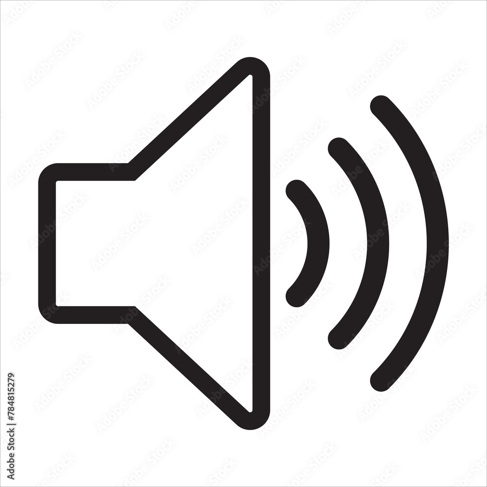 Speaker outline icon vector illustration isolated on white background. Volume icon. Loudspeaker line icon vector. Audio. Sound symbol, high volume Speaker outline icon vector illustration isolated on white background. Volume icon. Loudspeaker line icon vector. Audio. Sound symbol, high volume
