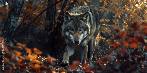 A wolf hunting in the woods