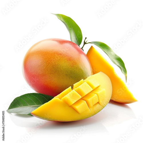 Fresh Mango on White Background. Generated by AI
