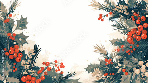 Vector image branch of with berry fruit christmas d