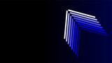 Flying blue and white arrows over dark blue glow background