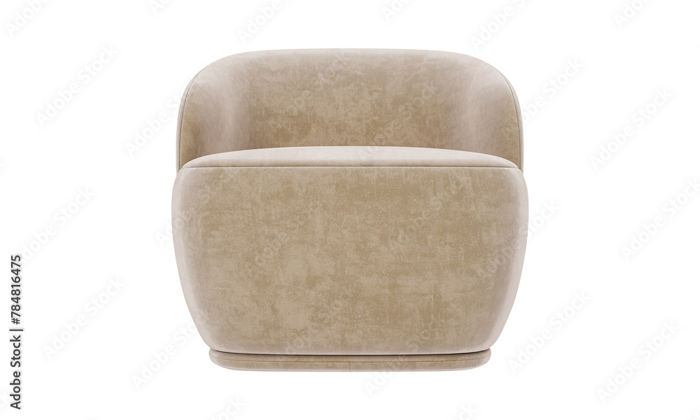 Fototapeta premium Modern Beige Velvet fabric armchair isolated on white background. Furniture Collection