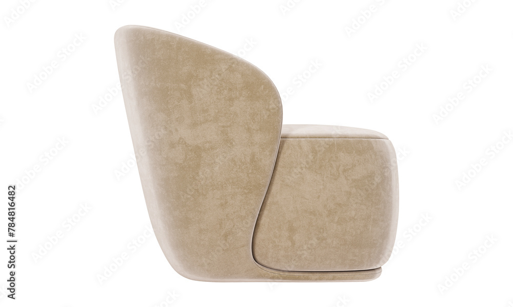 Modern Beige Velvet fabric armchair isolated on white background. Furniture Collection Modern Beige Velvet fabric armchair isolated on white background. Furniture Collection