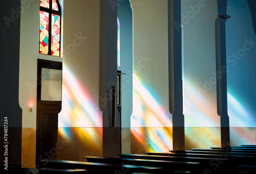 Colors reflected in church interior
