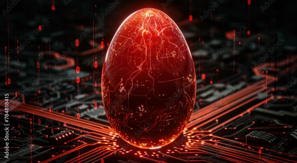 Cyber Easter Egg with Glowing Circuit Design Cyber Easter Egg with Glowing Circuit Design