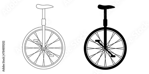 side view Unicycle icon set isolated on white background