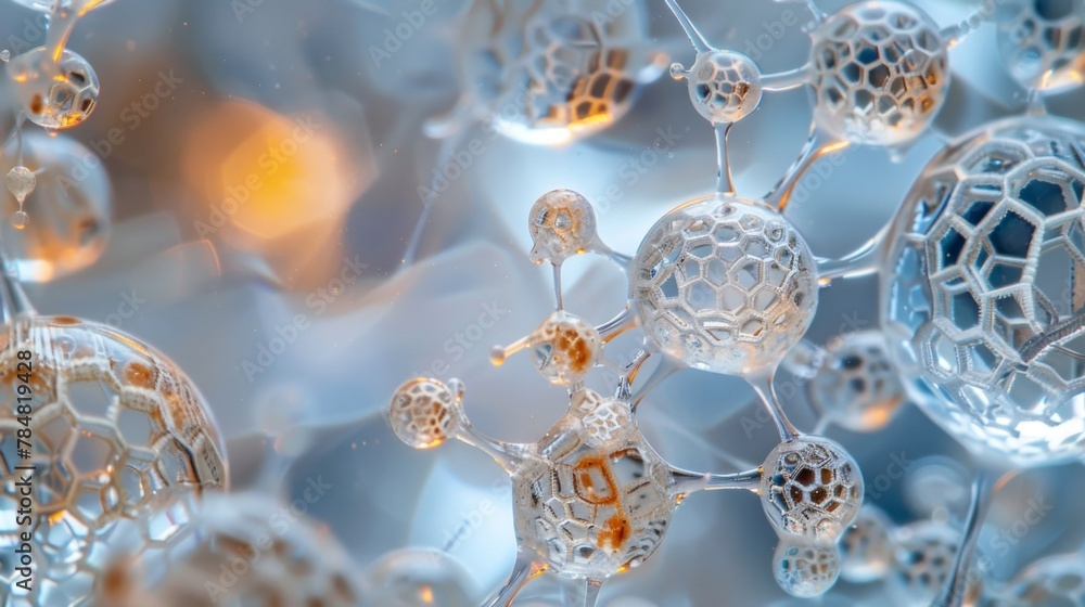 A mesmerizing view of fungal spores suspended in a droplet of water revealing the intricate structures and patterns that make up these A mesmerizing view of fungal spores suspended in a droplet of water revealing the intricate structures and patterns that make up these