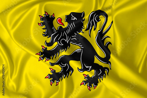 Flanders flag waving in the wind