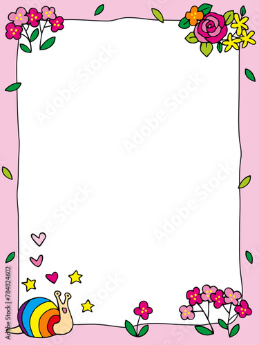 Flower and snail decorative hand-painted border background illustration