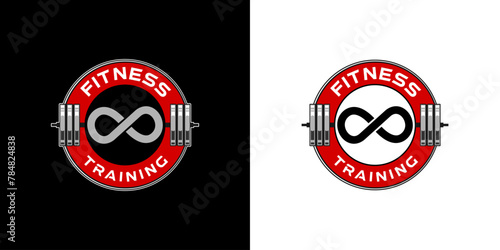 This fitness training logo seamlessly blends a barbell with the infinite symbol. It symbolizes boundless strength, endurance, and perpetual growth.