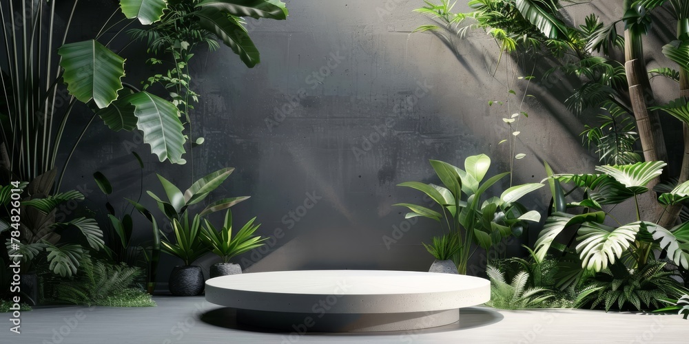 White Table Surrounded by Green Plants White Table Surrounded by Green Plants