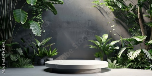 White Table Surrounded by Green Plants