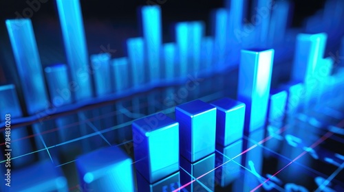 blue bar graph rising, sotck market informations