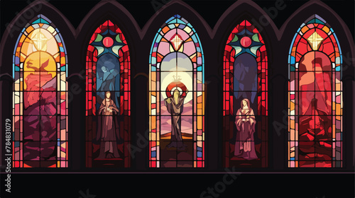 Vector image of stained glass with a religious imag © Mishi