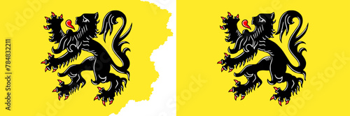 Lion flags vector. Standard flag and with torn edges