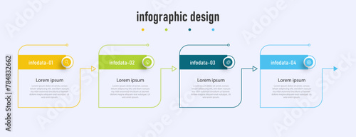 Design infographic template, timeline with 4 steps or option, can be used for workflow diagram, info chart, web design. vector illustration. photo