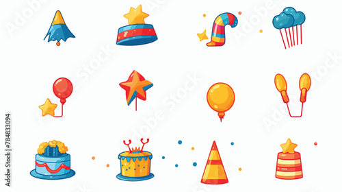 Vector image set of 12 party icons with white background