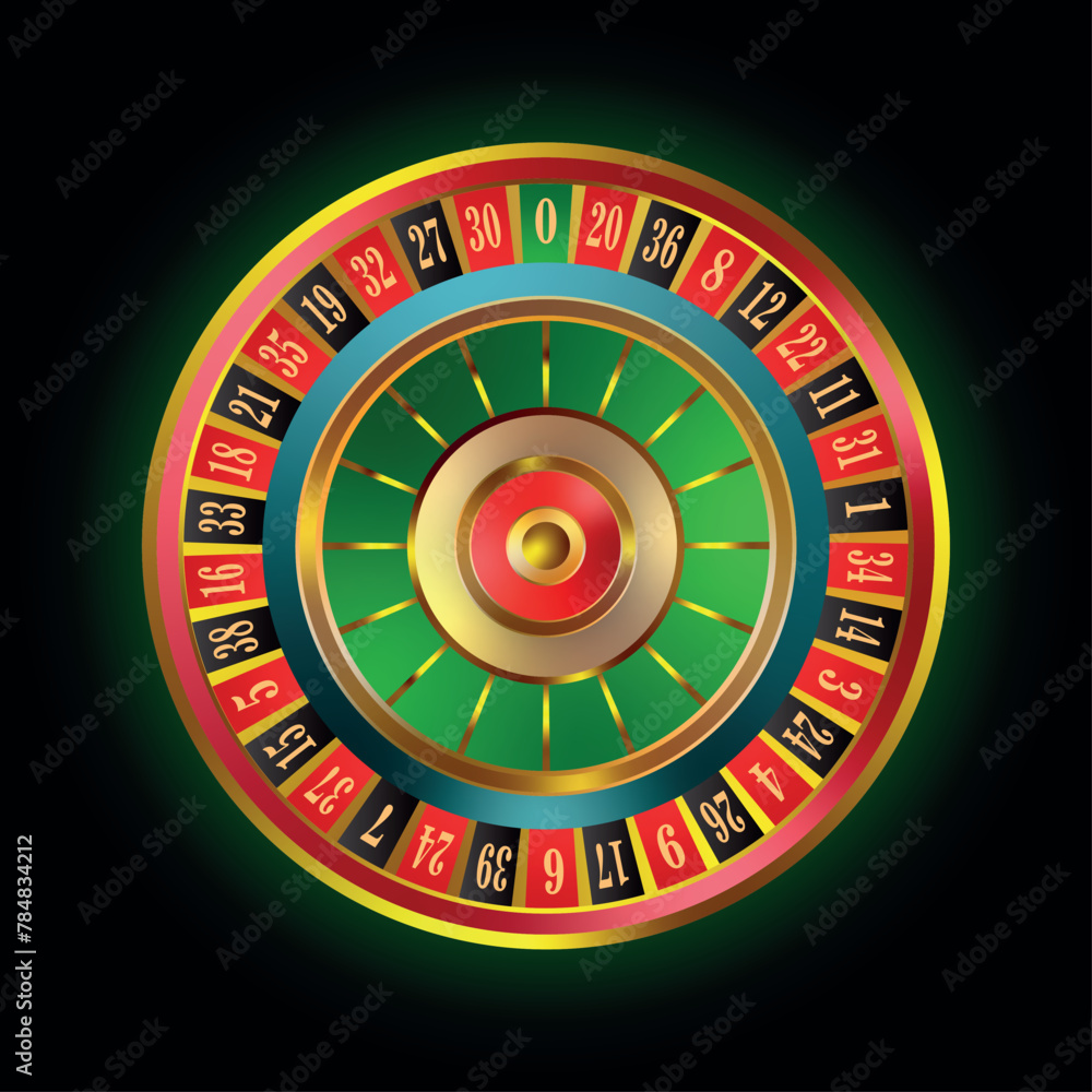 Roulette top view on green background Roulette top view on green background