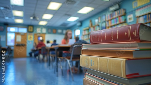 sala de aula durante uma aula, mostrando alunos concentrados estudando e o professor explicando. Esta imagem capta a dinâmica e o ambiente de aprendizado em uma sala de aula photo