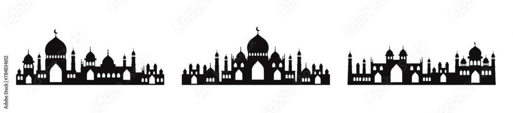Arabian city silhouette vector set