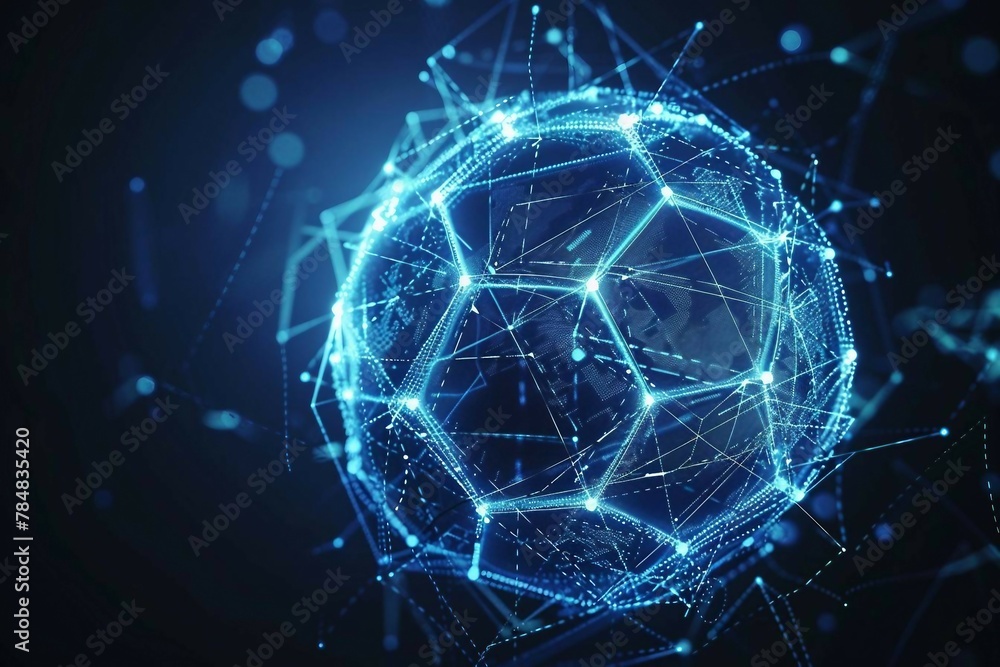 digital hologram soccer ball with glowing data streams, ai in sports analytics, player performance tracking systems, match prediction algorithms, and training programs for soccer players. digital hologram soccer ball with glowing data streams, ai in sports analytics, player performance tracking systems, match prediction algorithms, and training programs for soccer players.