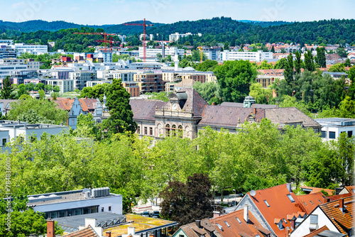 Blick vom Münster auf das Alexander-von-Humboldt-Gymnasium und den Stadtteil Petershausen an einem sonnigen Sommertag. Konstanz, Bodensee, Baden Württemberg, Deutschland, Europa. photo