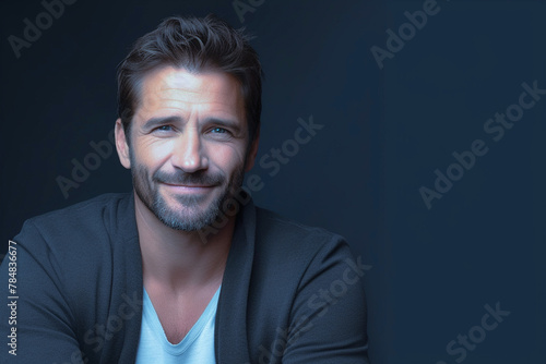 charming smiling man portrait isolated on gray