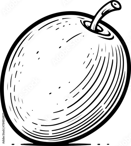 Mangue, exotique. Fruit isolé pour page ou livre de coloriage adapté adulte ou enfant, dessin au trait et fond totalement transparent 
