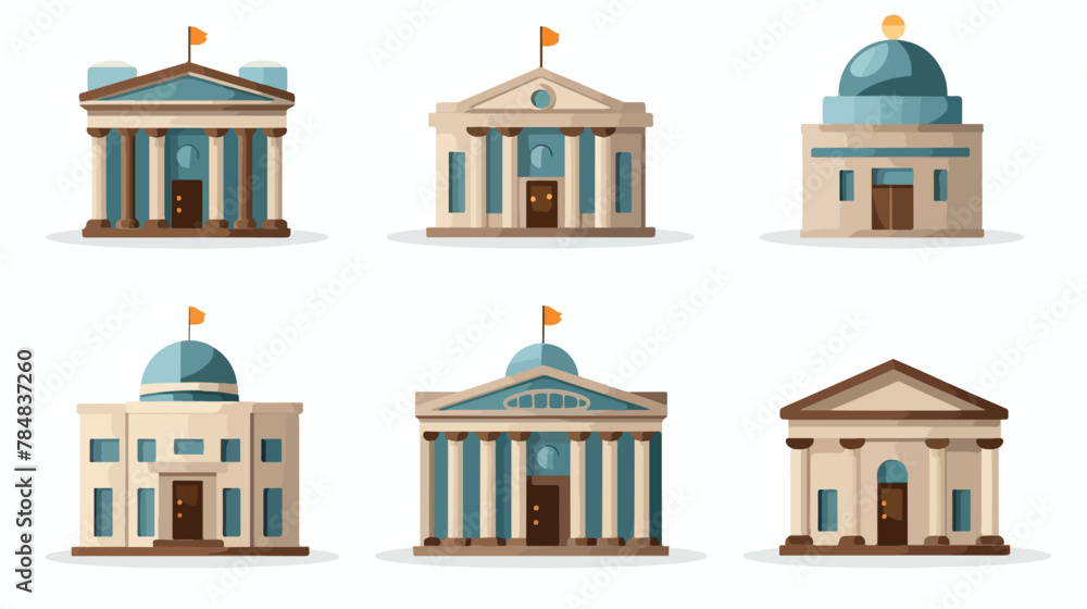Vector image set of 6 bank icons with white background