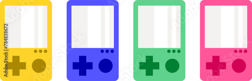 Video game icon in different colors. Icon set with colorful video games.