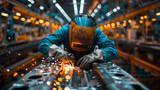 a welder in a car factory.generative ai