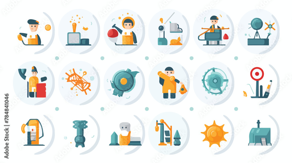 Vector image work icons with white background with