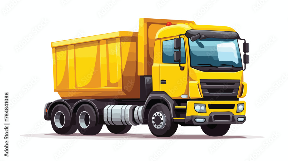 Vector image yellow truck type car icon with white