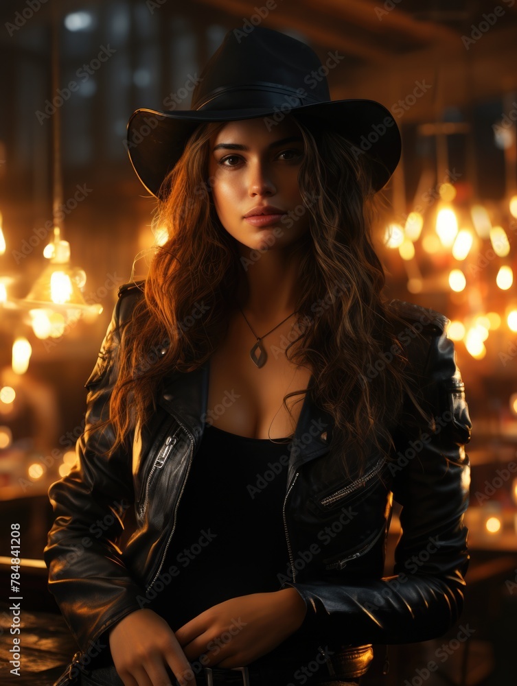 Φωτογραφία Elegant beauty of a cowgirl: grace meets grit, prairie echoes with the allure of a free-spirited, beautiful woman serene charm of a pretty girl, portrait of grace