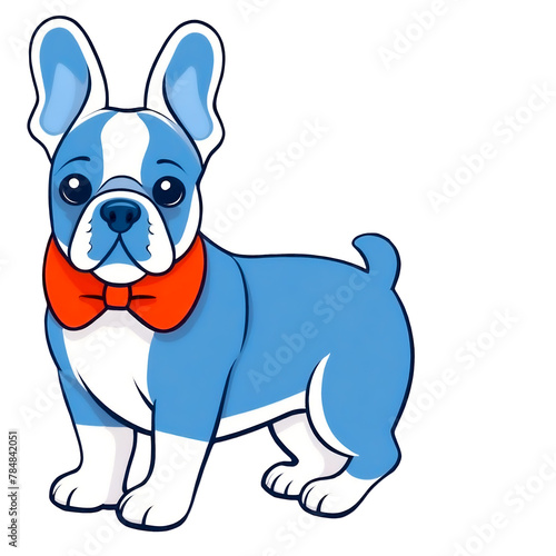 French bulldog puppy with bow illustration © volgariver