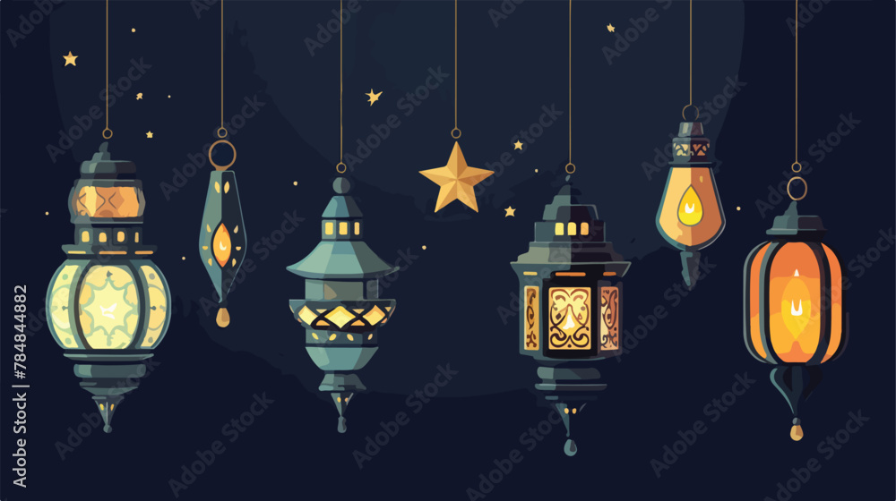 Vector set ramadan lamps variants simple vector des - obrazy, fototapety, plakaty 