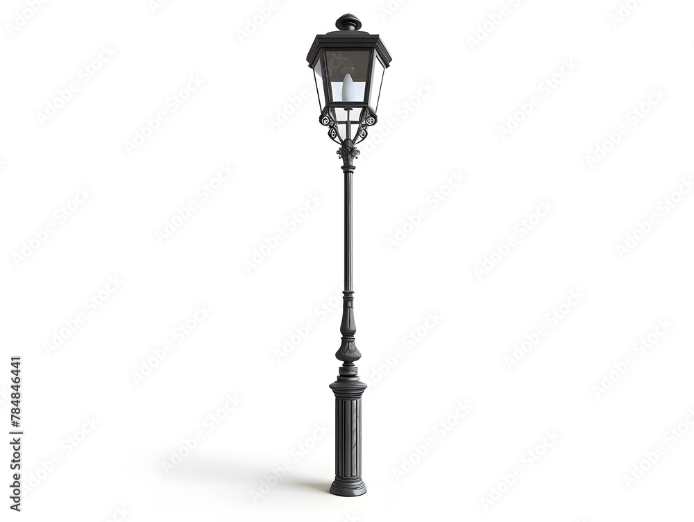 A majestic lamp post stands tall, casting a warm light from its top. The soft glow illuminates the surroundings, creating a cozy atmosphere on a dark night.