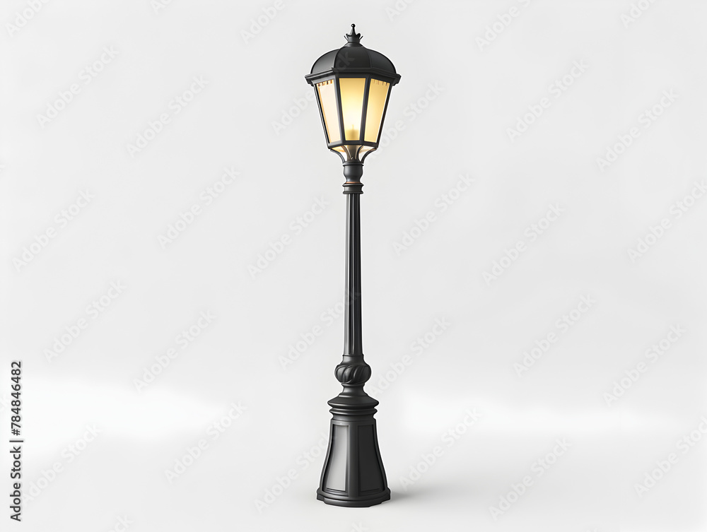 A majestic lamp post stands tall, with a brilliant light glowing at its peak, illuminating the surrounding area with a warm and inviting glow.