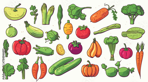 Vegetable hand draw 2d flat cartoon vactor illustration