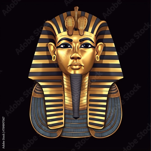 artwork from Reign of Pharaoh Tutankhamun to immerse users in the historical context, golden illustration.generative ai