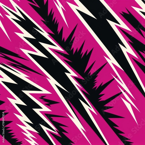 pink purple lightning bolt design, in the style of illusory wallpaper portraits, bold, cartoonish lines, dark pink and dark gray, silkscreening, zigzags photo