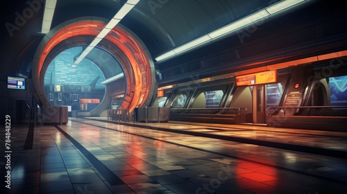 Modern futuristics subway station photo