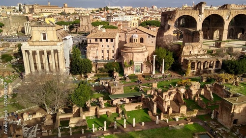 Bild auf Leinwand Ancient Roman Ruins: Aerial View of the Roman Forum