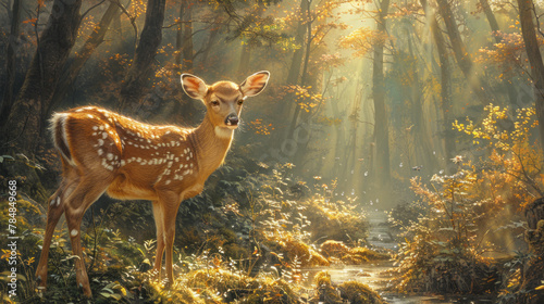 deer in the forest,generative ai © Pawina